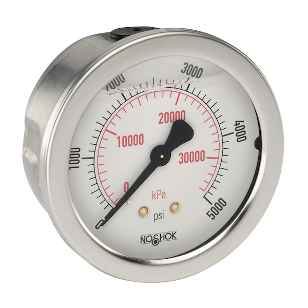 Pressure Gauge, 2.5" 304SS Case, Copper Alloy Internals, 300 psi/kPa, 1/4 NPT Male Bottom Conn, -40 Degree Service Filled, Maximum Indicating Pointer